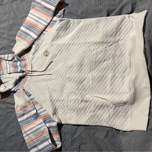 Women’s quilted Hoodie with Striped Sleeves